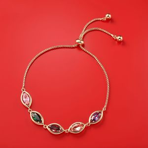 Collier en cristal plaqué or, pierres multicolores taille marquise, bijoux à porter au quotidien - Product Image 3
