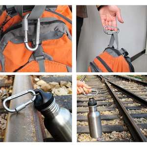 Mosquetón tipo D de aleación de aluminio, hebilla de bloqueo de 8 cm con liberación rápida para accesorios de mochila, color gris - Product Image 2