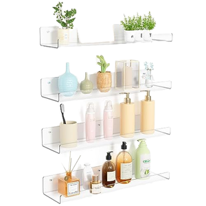Clear Acrylic <strong>Shelves</strong> 12inches Length for <strong>Wall</strong> Storage Lucite Floating <strong>Wall</strong> <strong>Mounted</strong> <strong>Shelf</strong> Kids Bookshelf - Product Image 2