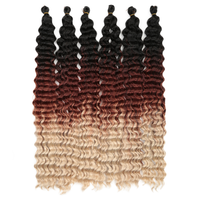 Extensions de cheveux synthétiques naturels Freetress Deep Twist pour tresses au crochet, 22-28 pouces, effet ombré