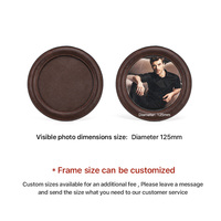Cadre photo rond en cuir pleine fleur fait à la main CF5017 support de luxe pour la décoration de bureau à domicile