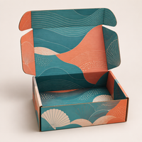 Boîte d'expédition en carton ondulé personnalisée avec logo, motif vague corail et coquillage, impression intégrale, double face, pour abonnement de soins de la peau