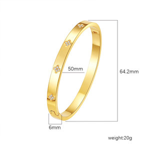 กำไลข้อมือแฟชั่นสแตนเลสสตีล 316L ชุบทอง 14k 18k ประดับเพชร CZ แบรนด์ดีไซเนอร์สำหรับผู้หญิง - Product Image 2