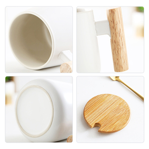 Boîte-cadeau de cuillère à remuer et <span class=keywords><strong>bambou</strong></span> exquis <span class=keywords><strong>noir</strong></span> de logo personnalisé tasse de tasse à café en céramique de luxe de poignée en bois avec le couvercle en bois - Product Image 4