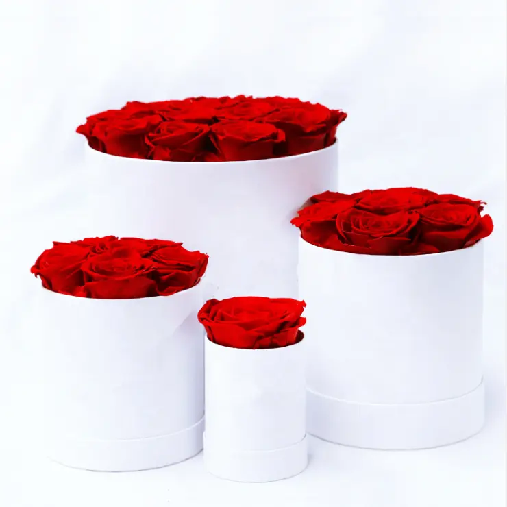 Amazon wholesale selling best gift rose plant immortal eternal preserved dried flower arrangement in round box