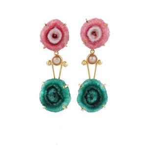 Best Selling Natural Solar Quartz Gemstone Prong Style <b>Dangling</b> Stud <b>Earrings</b> Gold Plated Wedding Handmade Trendy - Product Image 3