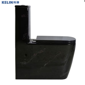 Luxury Washdown One-Piece Rimless Toilet Back to Wall Black High Temperature Fired Marble Pattern P-trap <strong>Flexible</strong> Ceramic <strong>WC</strong> - Product Image 5