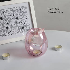 حامل شموع ومعطر زيتي زجاجي بورسليكات مقاوم للحرارة بتصميم آرت ديكو للبيع بالجملة مباشر من المصنع - Product Image 5