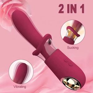 Masseur vibrant 2 en 1 avec langue humide, bâton vibrant pour le clitoris et le vagin, jouet sexuel pour sucer - Product Image 2