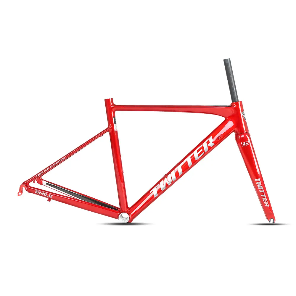 Frameset Sepeda Jalan Cina Twitter, Rangka Sepeda Jalan Paduan Aluminium, AS 700c Pelepasan Cepat atau Melalui AS