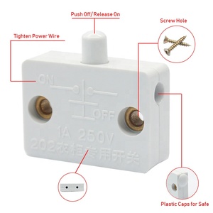 1 Amp 202 Type White Door <strong>Switch</strong> for Wardrobe Door Cabinet Normally Closed <strong>Lamp</strong> <strong>Switch</strong> - Product Image 3
