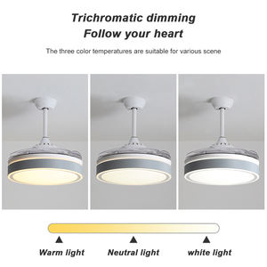 Ventilateur de plafond nordique caché moderne à 4 pales ABS rétractables pour éclairage de salon - Product Image 2