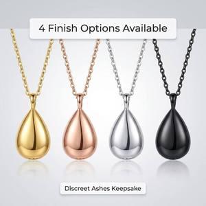 Großhandel Tropfenförmige Minimalistische Haustier-Urnen-Halskette für Asche aus Edelstahl, Hochglanzpoliert, Wasserdicht, Diskreter Einäscherungsanhänger - Product Image 4