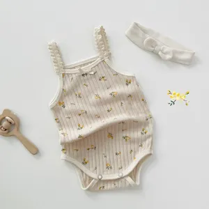 New Newborn Toddler Girl Summer Sleeveless Crawl Clothes Comfortable Soft 100% Cotton Baby Romper With Buttons