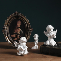 Figura de Ángel de Resina para Lectura, Mini Escultura Creativa para Sala de Estar, Adorno Decorativo para Escritorio del Hogar