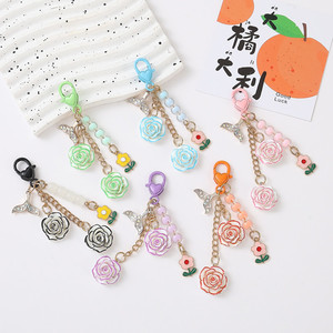 Mengda Ins Japanese Rose Flower Resin Camellia Alloy <strong>Door</strong> <strong>Knob</strong> <strong>Car</strong> Keychain USB Flash Drive Pendant - Product Image 2