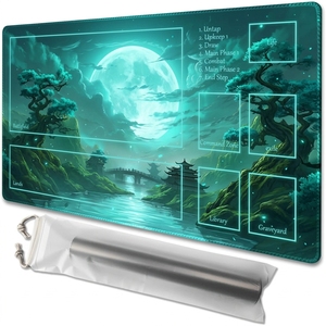 แผ่นรองเล่นเกมยางพับได้สำหรับพกพา - ขนาด 24x14 นิ้ว พร้อมกระเป๋าสำหรับใส่การ์ดเกมยูกิโอ ลอร์กาน่า สต็อก - Product Image 1