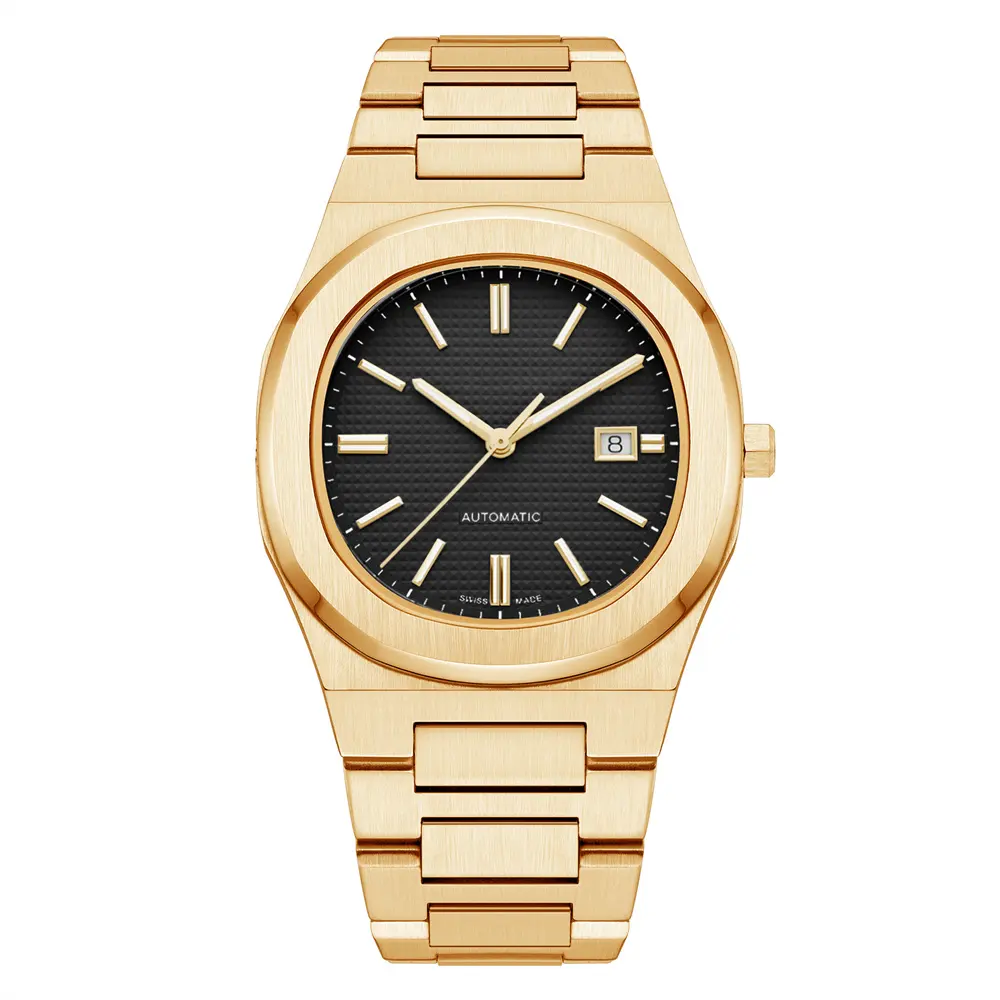 Quartz de mode minimaliste lumineux avec calendrier Luxus Uhr boîtier de montre chic montres dorées en acier inoxydable pour hommes