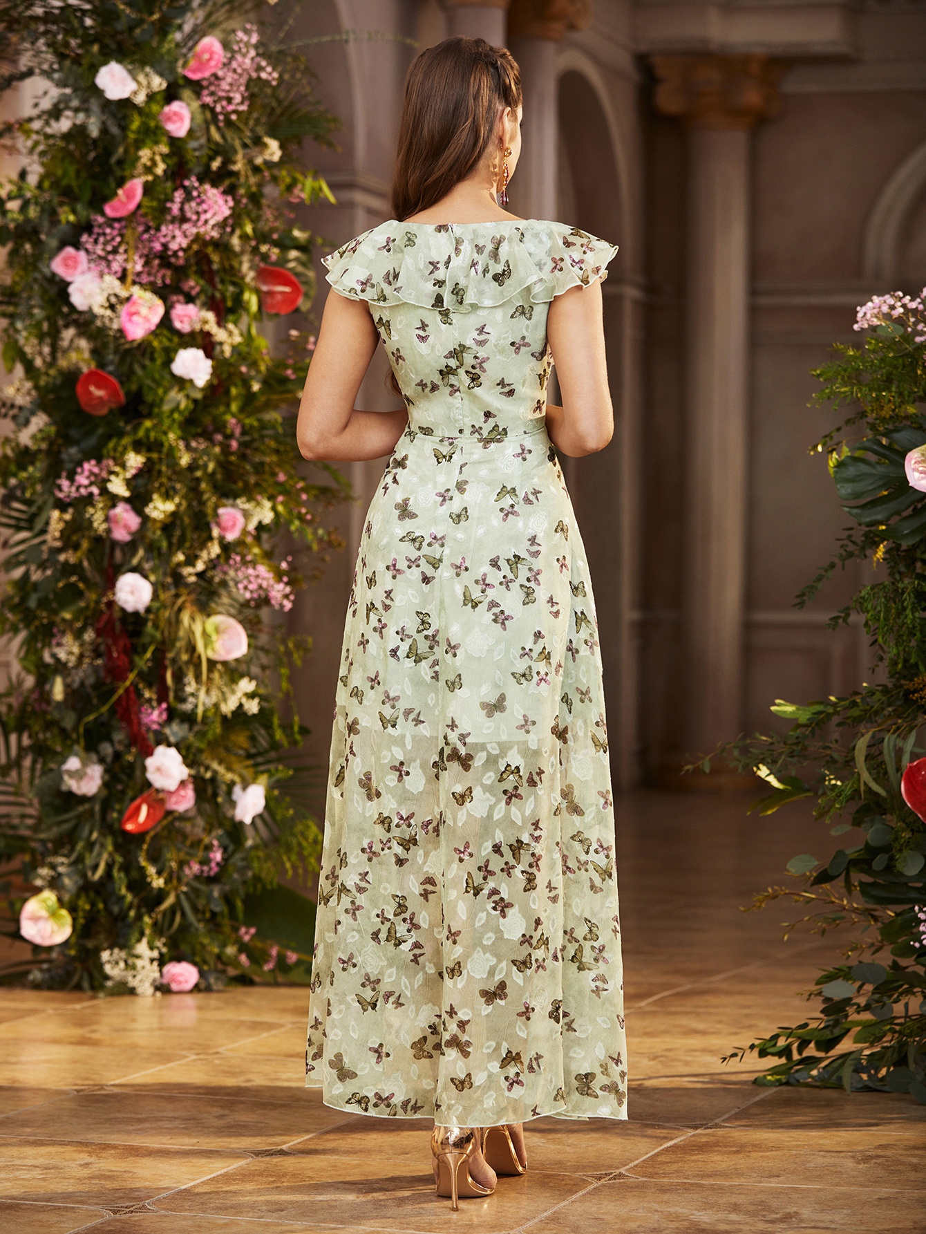 deep v neck floral dress Black Floral Deep V-Neck Tiered Maternity Maxi Dress