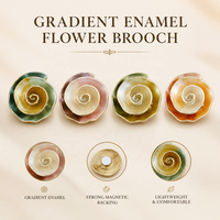 Broche florale magnétique pour femme, sans perçage, en émail, motif fleur géométrique, plaqué or, bijou vintage tendance