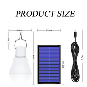Lampe solaire de camping LED 5000K lumière du jour, étanche IP65, certifiée CE, à intensité variable avec panneau solaire et câble de 3,5 m pour utilisation extérieure suspendue - Product Image 1