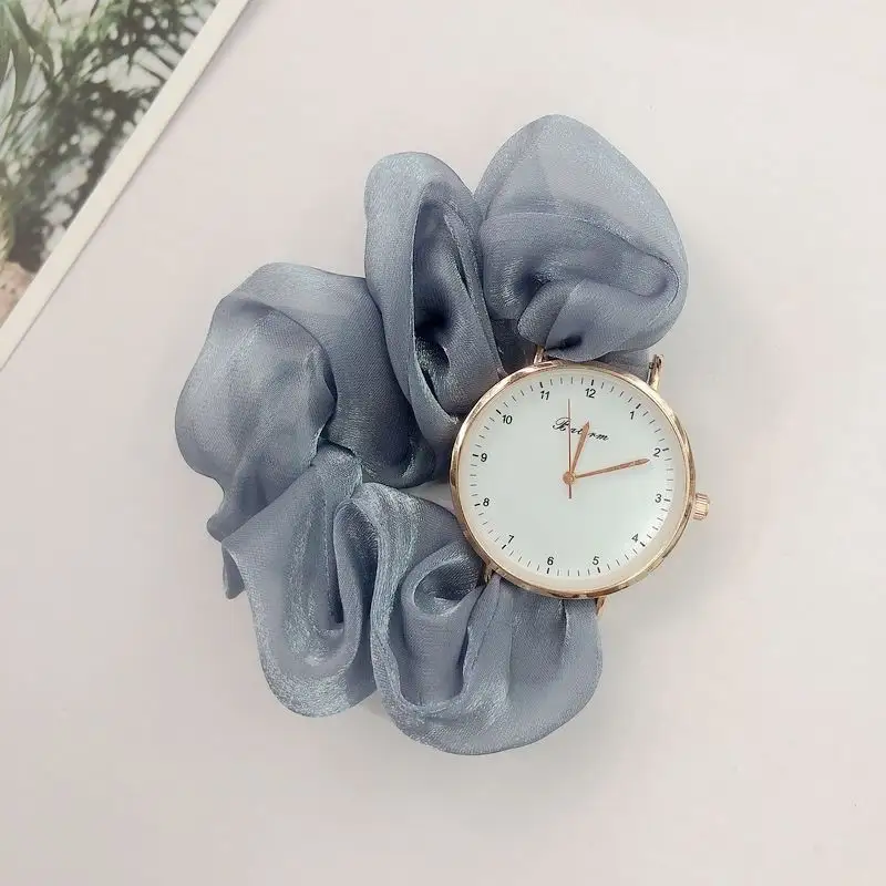 Ins Style – Bracelet de cheveux créatif, montre à Quartz pour femmes, foulard en soie, Bracelet en tissu, montres à Quartz pour filles