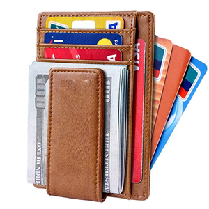 Cartera con Clip para Dinero Leo Torresi, Elegante, de Cuero Genuino Napa, con Protección RFID, para Hombre, Color Bronceado - Product Image 1