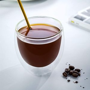 Bộ 6 <span class=keywords><strong>handmade</strong></span> 3oz Borosilicate ly cà phê thủy tinh đôi tường nhỏ <span class=keywords><strong>Espresso</strong></span> chịu nhiệt thiết kế cổ điển an toàn trà drinkware - Product Image 3