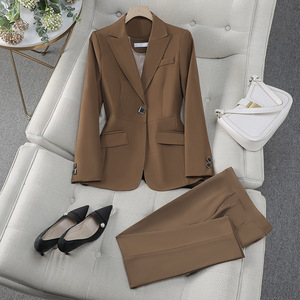Women's Red Suit <b>Set</b> Slim Fit Wool <b>Blazer</b> Pants Office Lady Work Wear Commute Interview Formal Outfit Full Sleeve Anti-Wrinkle - Product Image 3