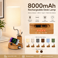 Lampe de Chevet et de Bureau Flexible Sans Fil Rechargeable DC avec Indicateur de Batterie 8000mAh, Support Téléphone, Porte-Stylo et Lumière LED Réglable