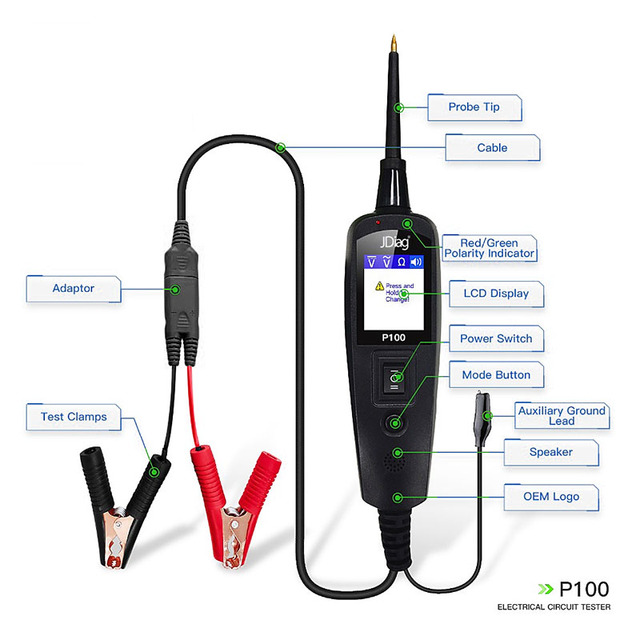 For Power Scan P100 Engine Analyzer & Electrical System Diagnosis Tool with Auto Circuit Tester and Power Probe