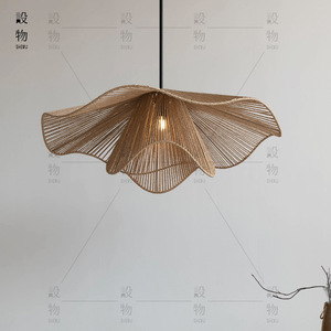 Lámpara colgante de ratán estilo Wabi Sabi, forma ovalada, bombilla Led E27 para sala de estar, dormitorio, sala de té, diseño Zen japonés - Product Image 5
