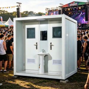 Cabina de Baño Portátil Desmontable de Doble Puerta, Panel Sándwich, Remolque Móvil para Baños, Ideal para Campamentos, Conciertos y Eventos - Product Image 2