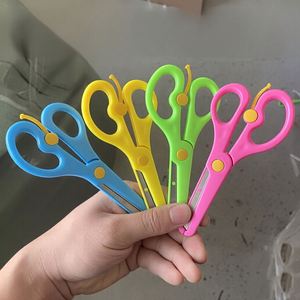 Plastic Paper Cutting - Round Tip Anti-Pinch Safety <b>Scissors</b> With Straight Edge - Product Image 1
