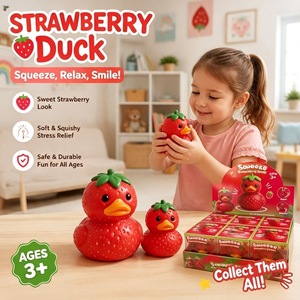 Squishy géant en forme de canard fraise de Noël, à remontée lente, jouets à presser, canard géant en forme de squishy, en stock, emballé en coffret cadeau - Product Image 5