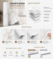 Autocollants muraux en PVC imitation marbre plaqué or, autocollants adhésifs imperméables pour usage intérieur, décoration murale de toilettes, style ethnique