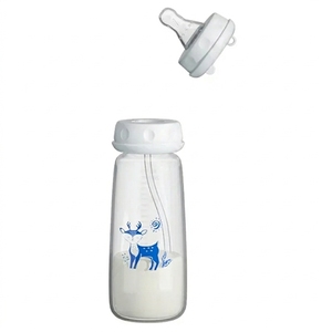 Bouteille d'alimentation pour bébé sans BPA en PP et silicone anti-ballonnements avec motif imprimé, poignée à débit variable pour 0-12 mois - Product Image 5