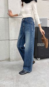 大码女式牛仔裤高腰阔腿长裤弹力面料透气环保休闲时尚曲线美 - Product Image 2