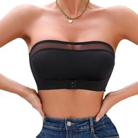 Lingerie sexy en maille de style européen, version sans bretelles, soutien-gorge à ouverture frontale anti-dérapant pour femmes