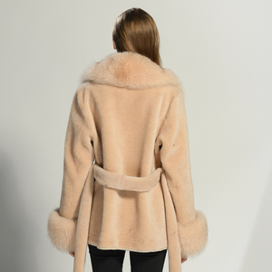 Cintura di lusso all'ingrosso di moda pelliccia di pecora soffice polsini con collo in pelliccia di vera volpe stile invernale da <span class=keywords><strong>donna</strong></span> in pelliccia in <span class=keywords><strong>Shearling</strong></span> - Product Image 3