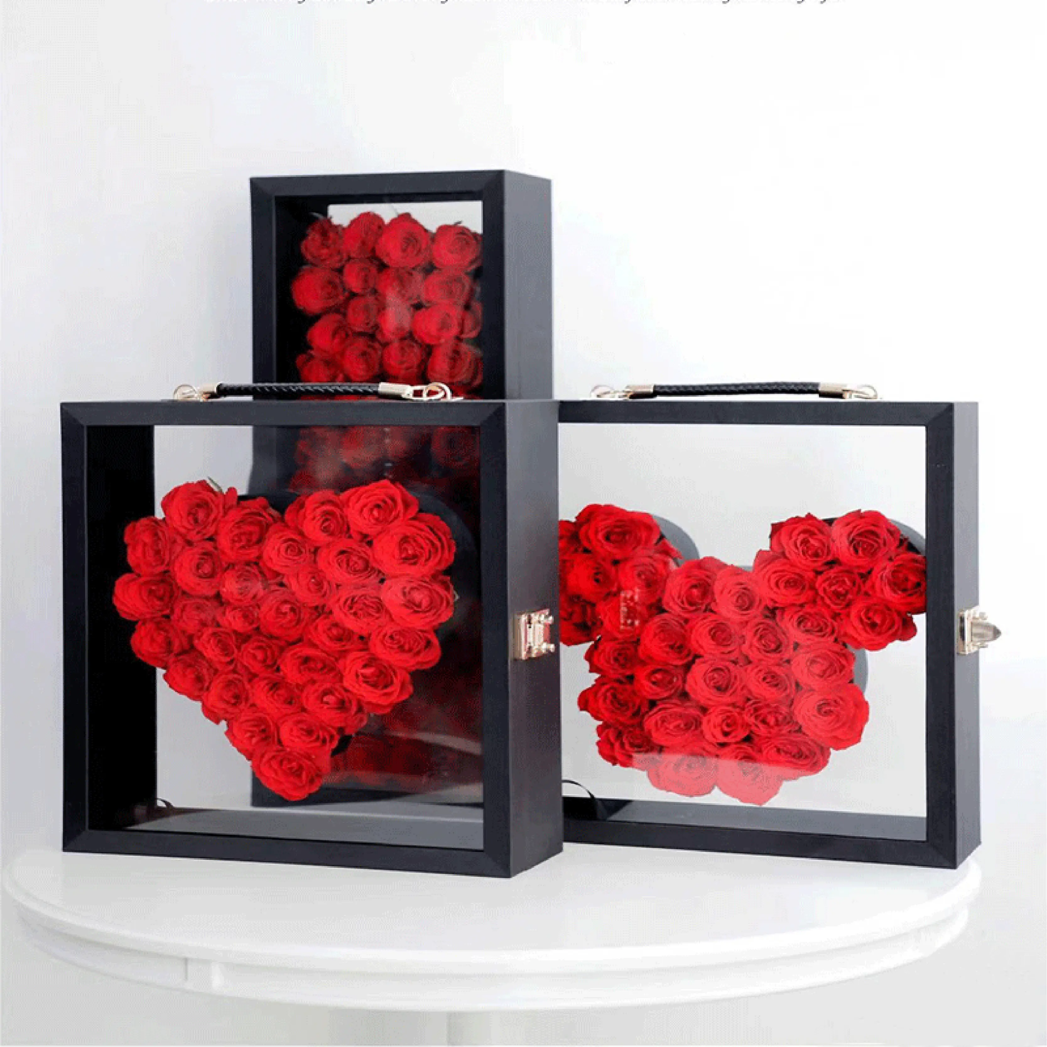 Valentine's day new high-end acrylic transparent flowers immortal flower packaging gift box for flower shop