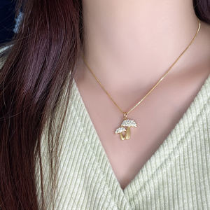 FOXI 925 Plata especial forma de hongo colgante collar joyería mujer S925 plata blanco Cubic Zirconia encanto collar - Product Image 6