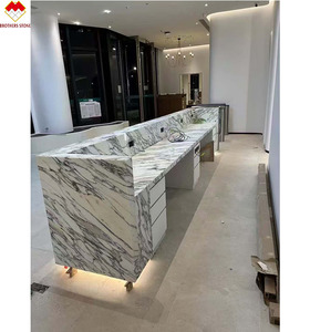 Calacatta Viola đá cẩm thạch trắng dịch vụ truy cập tùy chỉnh đá cẩm thạch bàn tiếp tân văn phòng phía trước bàn cararra đá cẩm thạch bàn điều hành - Product Image 1