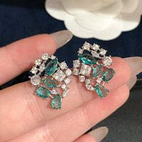 Luxuriöse Hochwertige Glänzende Bunte Zirkon-Blumen 18k Silberbeschichtete Messing-Ohrstecker Damenschmuck Modische Ohrstecker