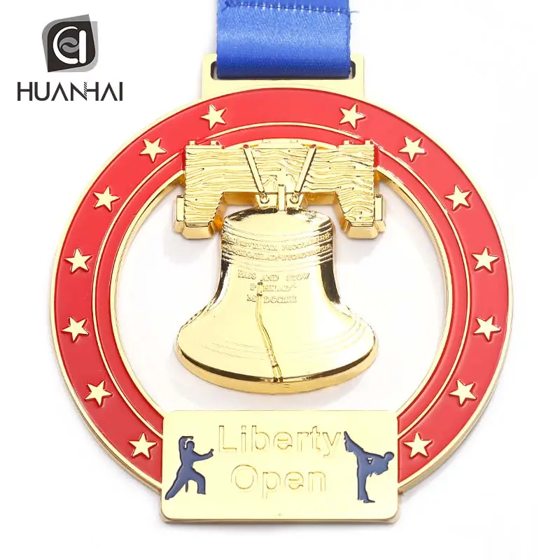 Custom Emaille Logo Liberty Open Champions 3D Karate Trofee Medaille Lint