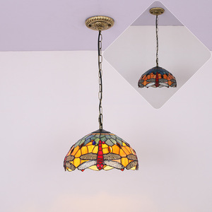 Lámpara de Araña Estilo Europeo con Libélulas, Vidrio Teñido, Cálida, Creativa, para Barra de Bar, Iluminación para Sala de Estar, Comedor, Hogar, E12 - Product Image 2