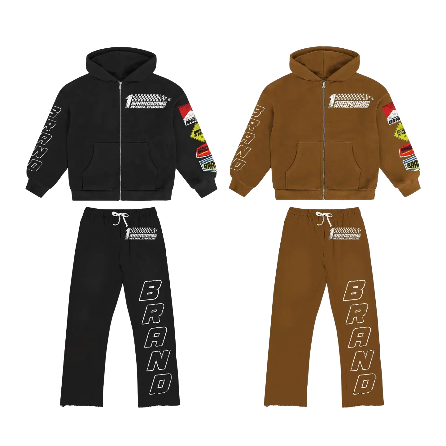 Streetwear Kinderen Sportkleding Set Rits Hoodie Raw Zoom Joggingbroek Casual Custom Kinderkleding