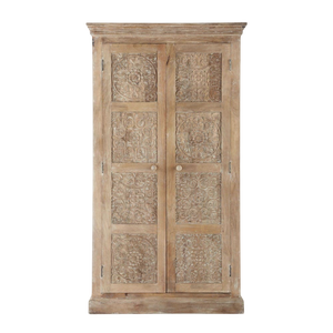 Panel de madera de mango macizo tallado armario para hotel armario hecho a mano muebles de calidad superior de la India - Product Image 1