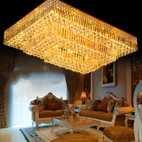 Plafonnier LED de salon classique de luxe nordique, lumière rectangulaire en cristal multi-tailles avec alimentation CA