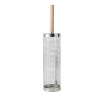 Grille de barbecue portable en acier inoxydable 304 avec poignée en bois, panier de cuisson extérieur anti-rouille pour barbecue, filet de barbecue